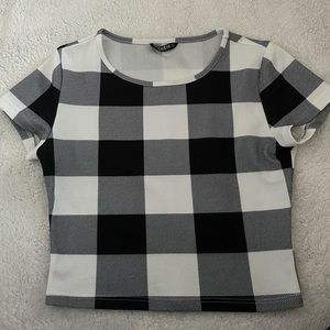 Black and White Checkered Crop Top